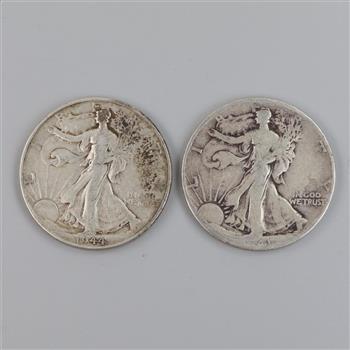 1944 & 1941 US Walking Liberty Silver Half Dollar