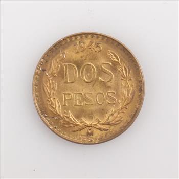 1945 Mexican 2 Peso Gold Coin