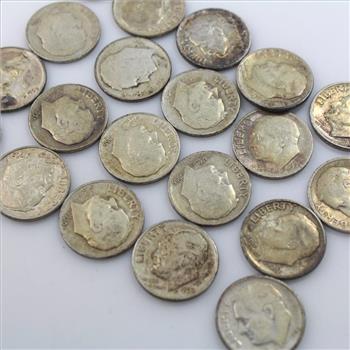 1945-1964 Roosevelt Silver Dimes, 20 Pieces