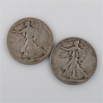 1946 & 1920 Walking Liberty Silver Half Dollar, 2 Pieces