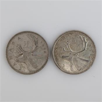 1949 & 1962 Canadian Silver 25 Cents, 2 Pieces