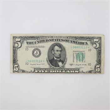 1950-C Federal Reserve Note 5 Dollars
