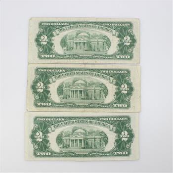 1953 & 1953A US 2 Dollar Bill, 3 Pieces