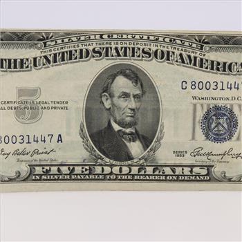 1953 Silver Certificate $5 Dollar Bill