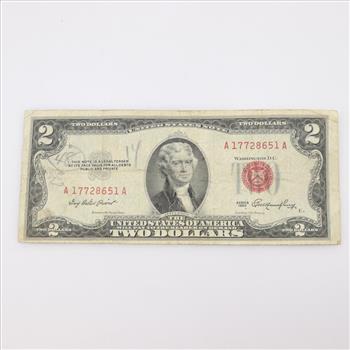 1953 US Two Dollar Federal Reserve Note Red Seal