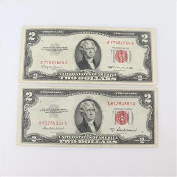 1953-A And 1953-C US Note $2 Dollar Bill, 2 Pieces