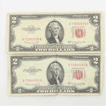 1953B Two Dollars US Note, 2 Pieces