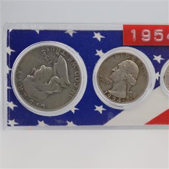 1954 Birth Year Set, Including 3 Silver Coins