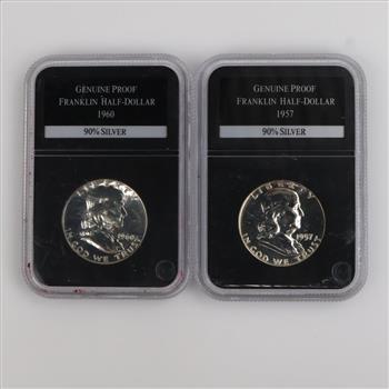 1957 & 1960 Franklin Silver Half Dollar, 2 Coins
