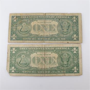1957 A US Silver Certificate $1 Dollar Bill, 2 Pieces