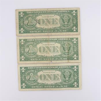 1957 -B One Dollar Silver Certificate, 3 Pieces