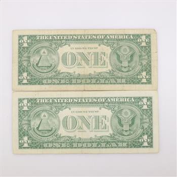 1957 US One Dollar Star Note Silver Certificate, 2 Pieces