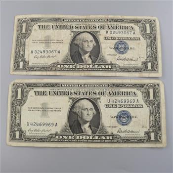 1957 US Silver Certificate One Dollar, 2 Pieces