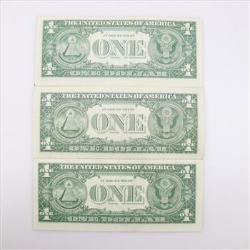 1957 US Silver Certificate Star Note $1 Dollar Bill, 3 Pieces
