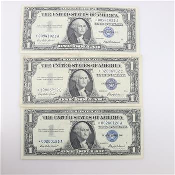 1957 US Silver Certificate Star Note $1 Dollar Bill, 3 Pieces