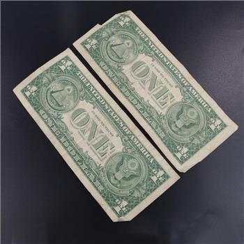 1957-B US Silver Certificate One Dollar, 2 Pieces