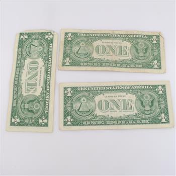 1957-B US Silver Certificate One Dollar, 3 Pieces