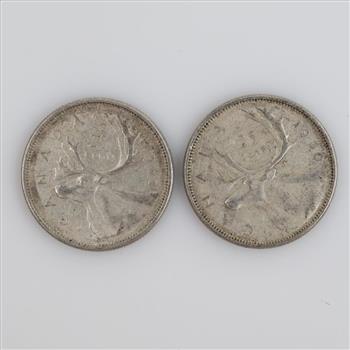 1960 & 1963 Canadian Silver 25 Cents, 2 Pieces