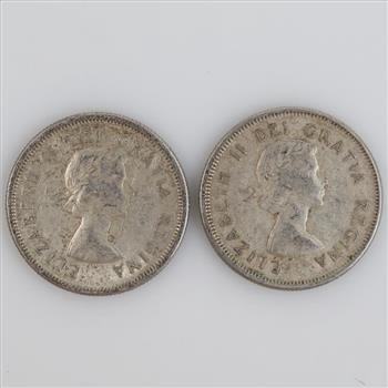 1960 & 1963 Canadian Silver 25 Cents, 2 Pieces