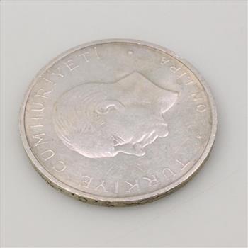 1960 Silver Turkish 10 Lira Coin