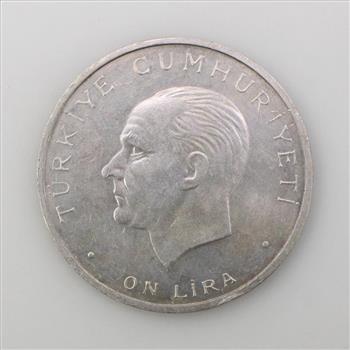 1960 Silver Turkish 10 Lira Coin