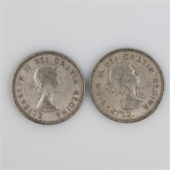 1961 & 1956 Canadian Silver 25 Cents, 2 Pieces