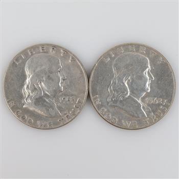 1962-D & 1953-D US Franklin Silver Half Dollars