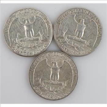1963 & 1964 US Silver Quarters, 3 Pieces