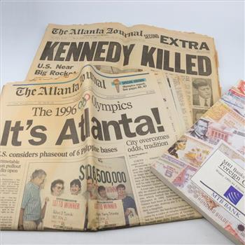 1963 And 1990 The Atlanta Journal Collectible Newspapers And Bankers Guide Book