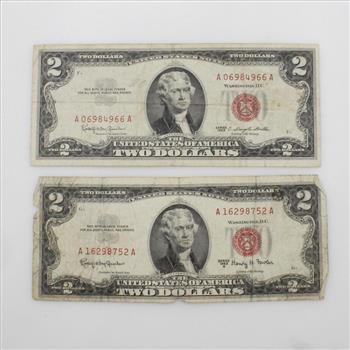 1963 US Note 2 Dollars, 2 Pieces