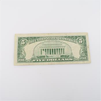 1963 US Red Seal 5 Dollar Bill