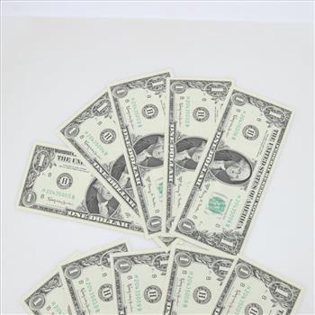 1963-A Federal Reserve Note Sequential US One Dollar, 10 Pieces