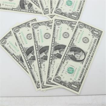 1963-A Federal Reserve Note Sequential US One Dollar, 10 Pieces