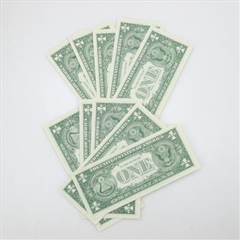 1963-A Federal Reserve Note Sequential US One Dollar, 10 Pieces