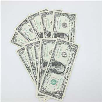 1963-A Federal Reserve Note Sequential US One Dollar, 10 Pieces