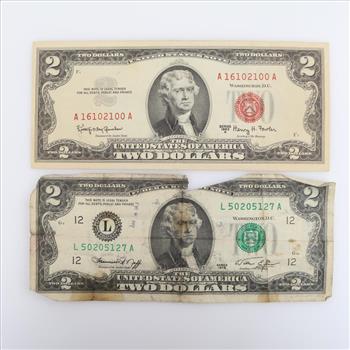 1963-A US $2 Note & 1978 US $2 Federal Reserve Note, 2 Pieces