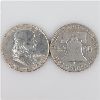 1963-D & 1958-D US Franklin Silver Half Dollars