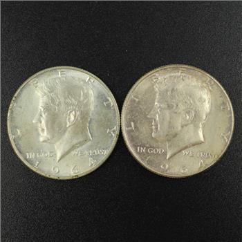 1964 And 1964-D Kennedy Silver Half Dollar, 2 Pieces