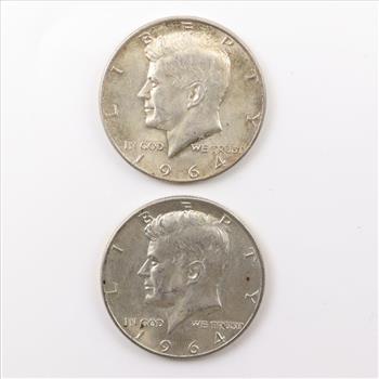 1964 Kennedy Silver Half Dollar, 2 Pieces