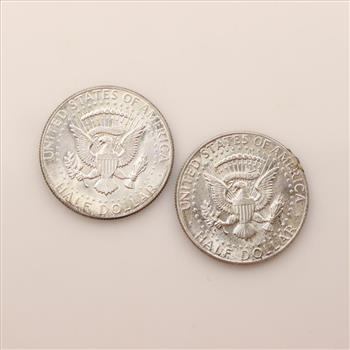 1964 Kennedy Silver Half Dollar, 2 Pieces