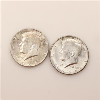 1964 Kennedy Silver Half Dollar, 2 Pieces