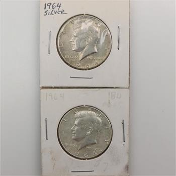 1964 Kennedy Silver Half Dollar, 2 Pieces