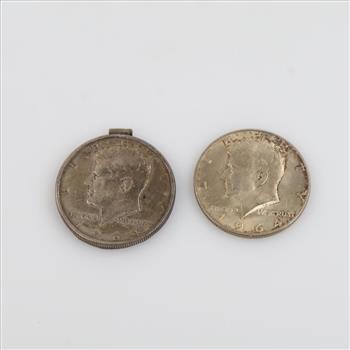 1964 US Kennedy Silver Half Dollar; 2 Pieces
