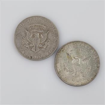 1966 & 1967 Sliver Clad Kennedy Half Dollar, 2 Pieces