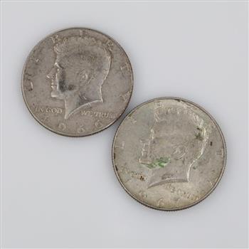 1966 & 1967 Sliver Clad Kennedy Half Dollar, 2 Pieces