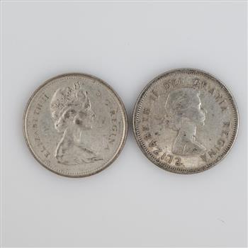 1968 & 1958 Canadian Silver 25 Cents, 2 Pieces
