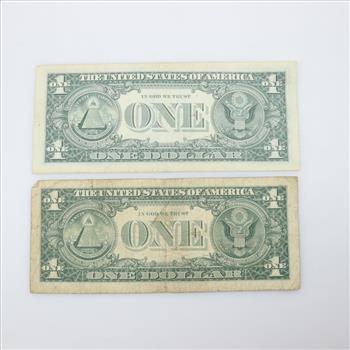 1969 And 1963-B Federal Reserve Star Note $1 Dollar Bill, 2 Pieces