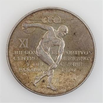 1970 Republic Of Panama Central American Games Silver 5 Balbaos