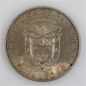 1970 Republic Of Panama Central American Games Silver 5 Balbaos