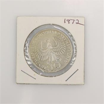 1972 German Olympic Games In Munich Commemorative Silver 10 Deutsche Mark